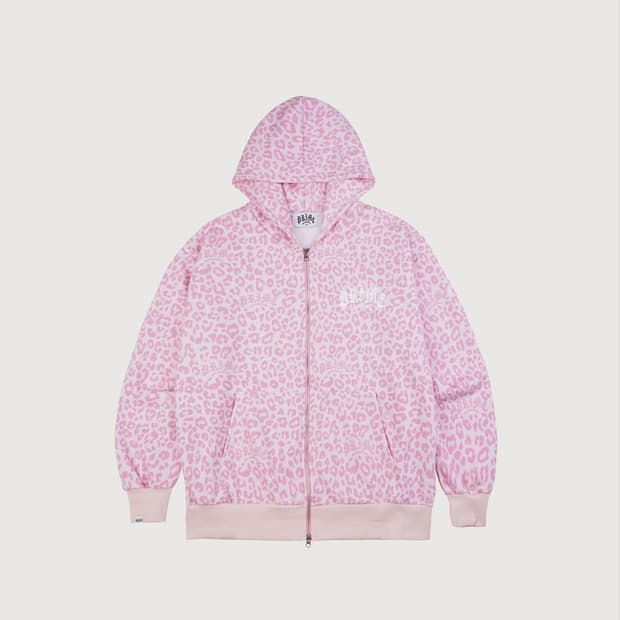 프라임멤버스 레오파드 집업 후디 핑크