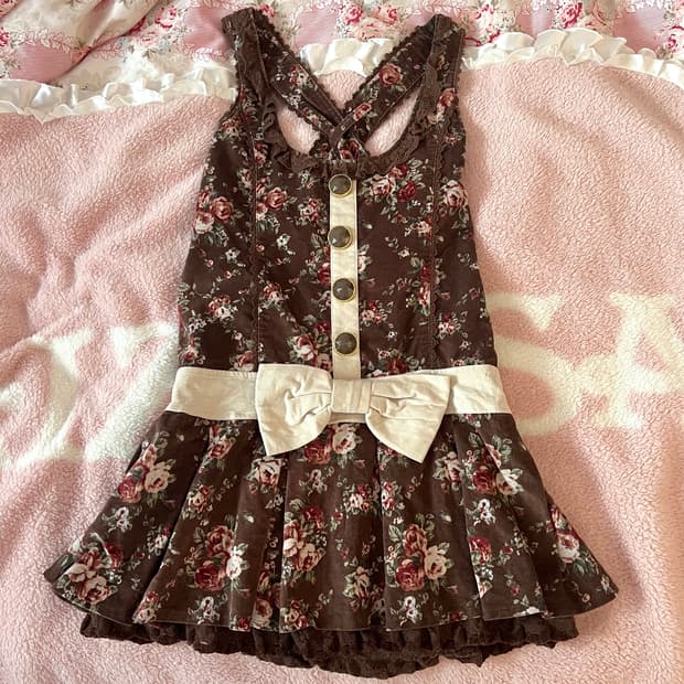 리즈리사 고전 플라워 리본 원피스 라떼갸루 히메카지 히메갸루 핀터