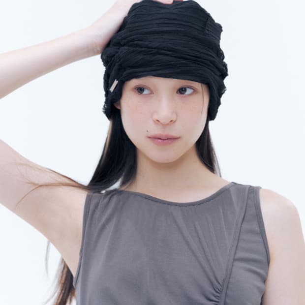 [새상품]미세키서울 비니 Sheer turban beanie BLACK 