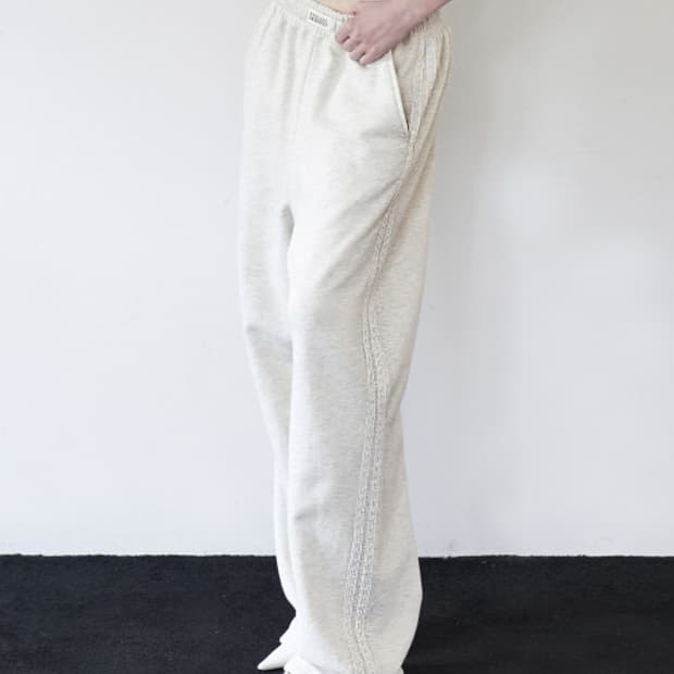 락케이크 레이스 라인 투웨이 조거팬츠 오트밀 xs 