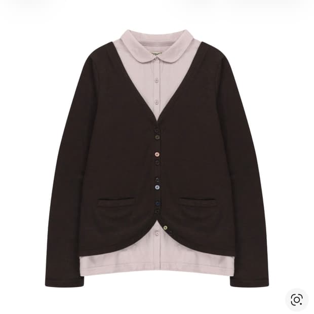 코이세이오 레이어드 셔츠 가디건 브라운 