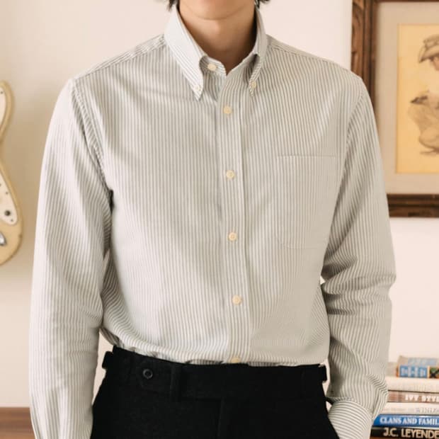 부기홀리데이 옥스포드 버튼다운 셔츠 그레이 스트라이프