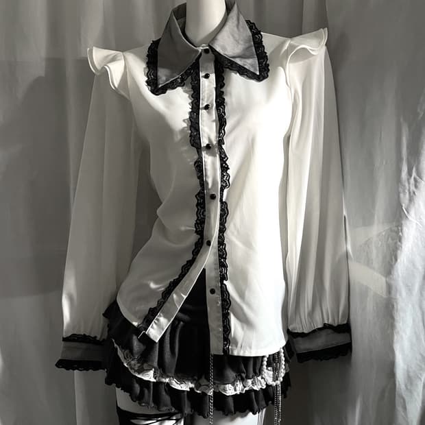 Rojita 로지타 백흑 블라우스