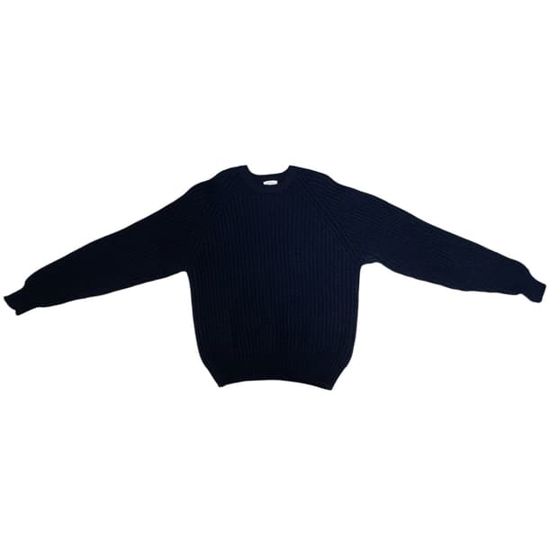 빈티지 재팬 피셔맨 울 니트 네이비 L