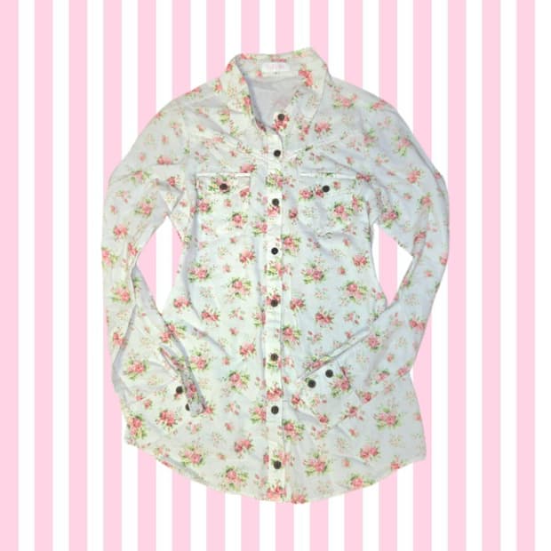 리즈리사 히메갸루 모리걸 플로럴 꽃무늬 와이셔츠 블라우스