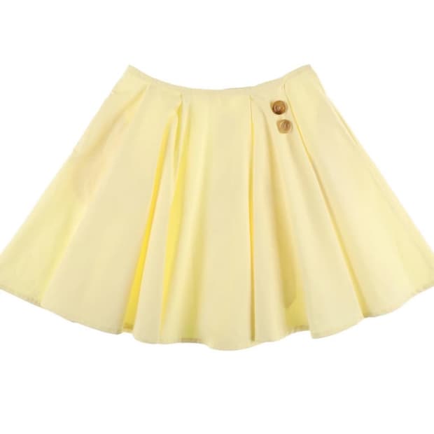 온스카 코튼 플레어 스커트 레몬
