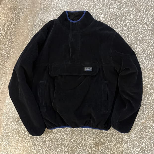 스투시 블랙 코듀로이 목 풀오버 자켓