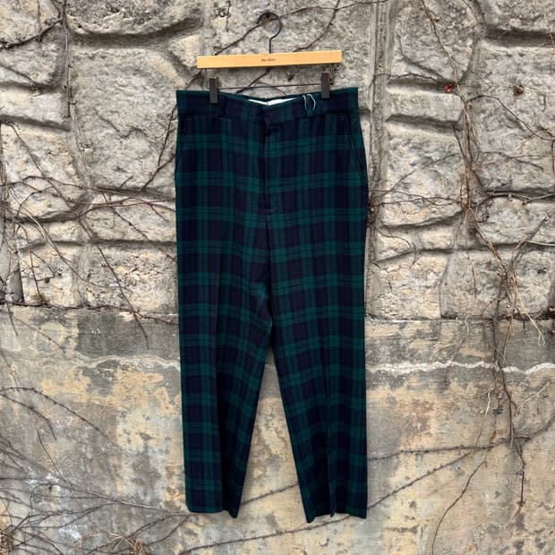 70~80s 펜들턴 빈티지 타탄체크 울 슬랙스 팬츠 32