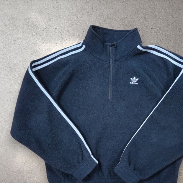 아디다스 후리스 아노락 플리스 반집업 블랙  XS