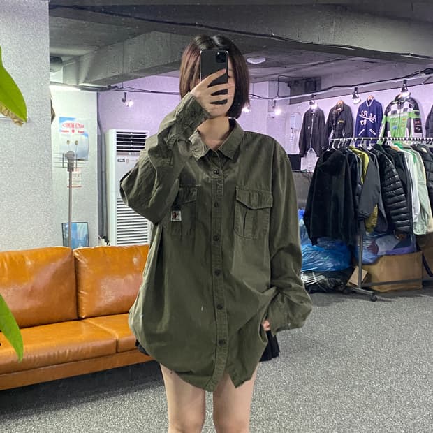 칼하트 포켓 카키 워크 셔츠 B2785
