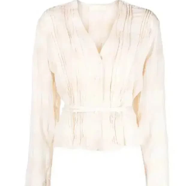 아워레가시 타이 웨이스트 플리츠블라우스