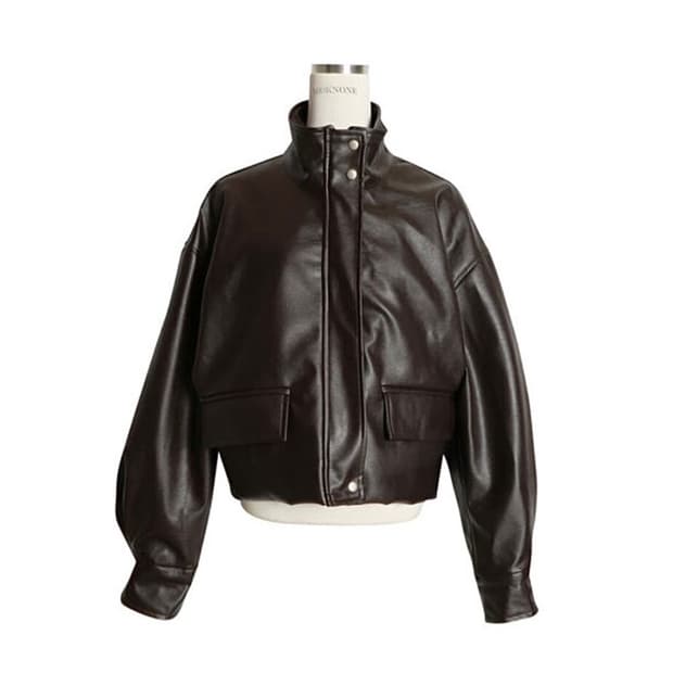 빈티지 룩넌 비건레더자켓