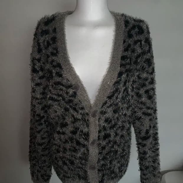 AJUL 레오파드 가디건 그레이