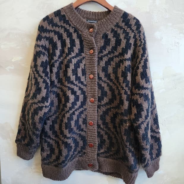 울혼방 지브라 니트 가디건