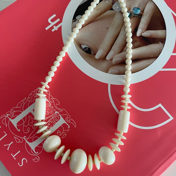 일본 빈티지 아이보리 비즈 목걸이 y2k