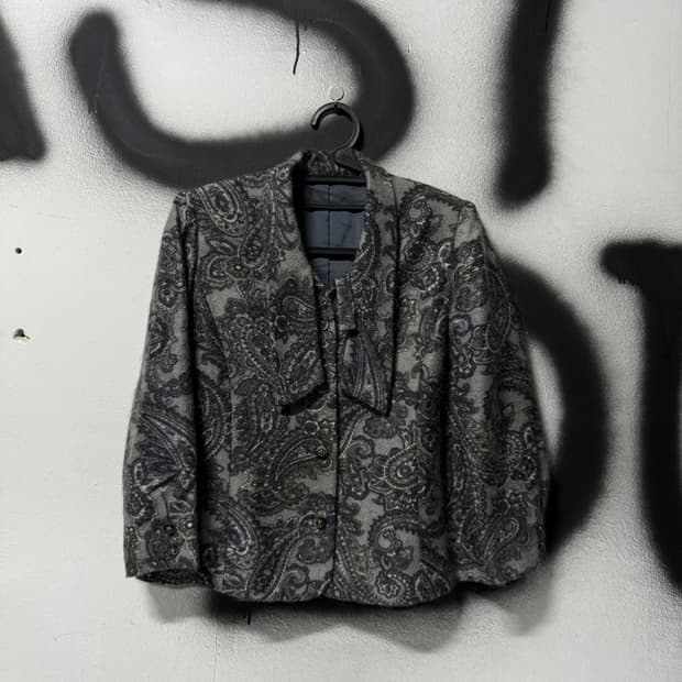 VTG 빈티지 페이즐리 풀 패턴 울 혼방 크롭 자켓