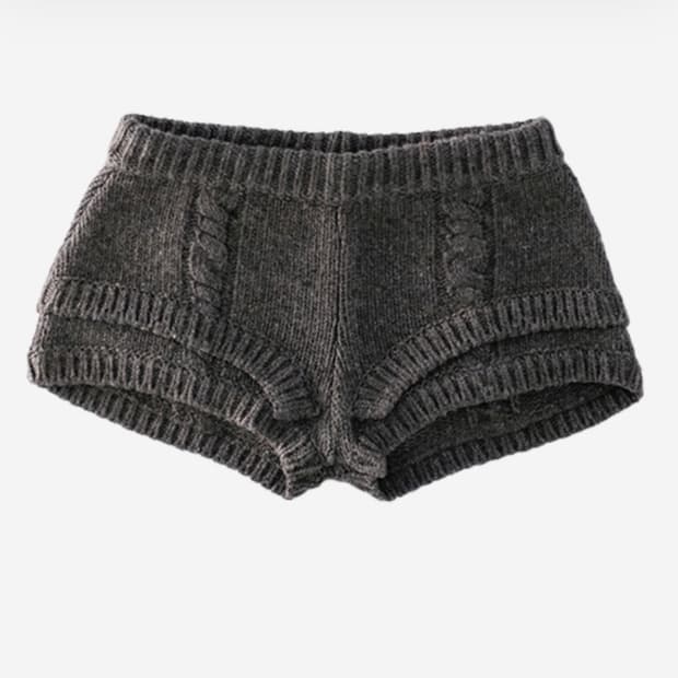 울리카상투스 니트 쇼츠 반바지 (브라운)