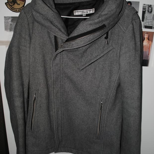 2000s 캐서린 햄넷 비대칭 후드 자켓