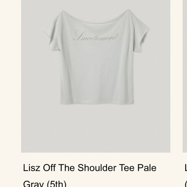 스무드무드 숄더 티 Lisz OfShoulder Tee Pale Gray