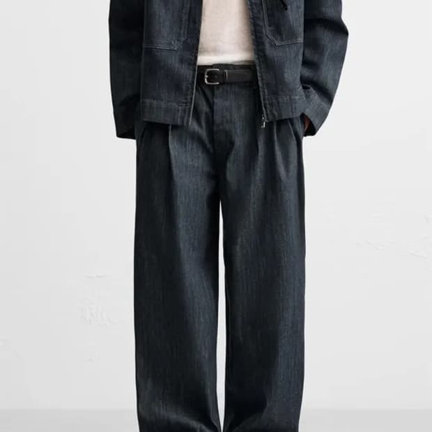 자라 와이드 레그 생지 데님