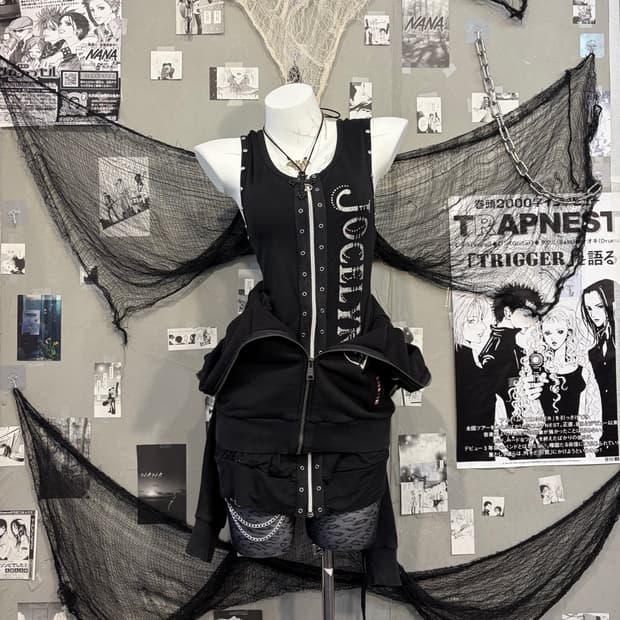 Gothic Rivet Glitter zip up one piece