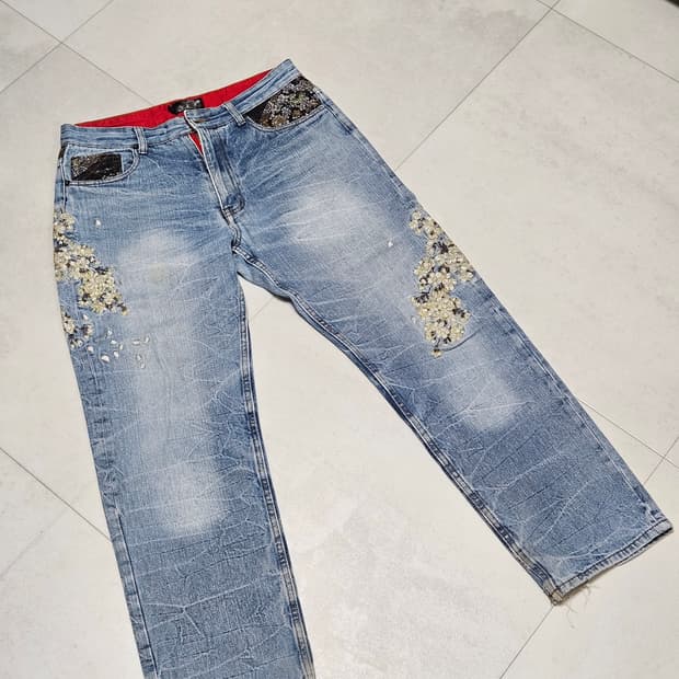 Bukkirabou embroidery denim pants