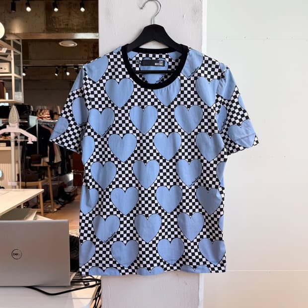 러브 모스키노 블루 하트 프린팅 하프티 