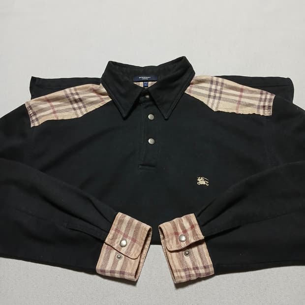 Burberry 버버리 빈티지 카라 스웨이드 포인트 체크