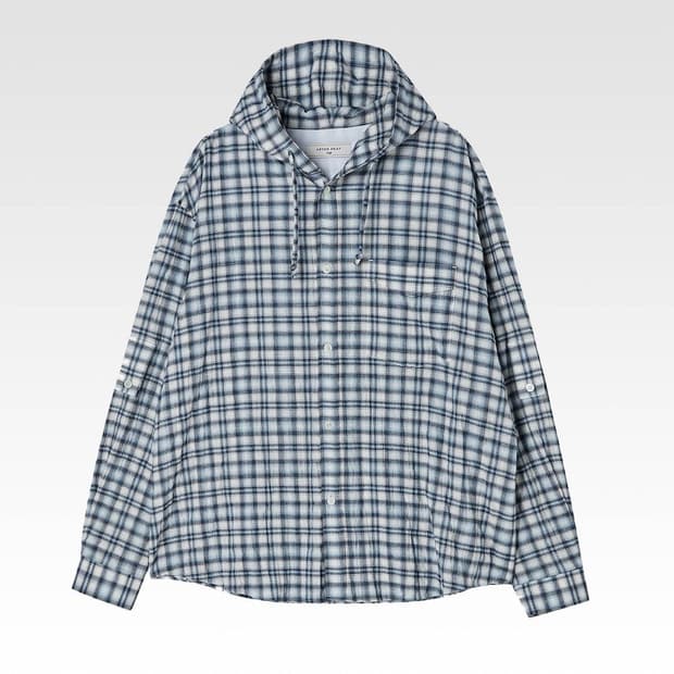 애프터프레이 후드 체크 셔츠 s