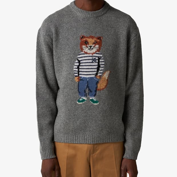 메종 키츠네 드레스드 폭스 인타르시아 울 니트 스웨터