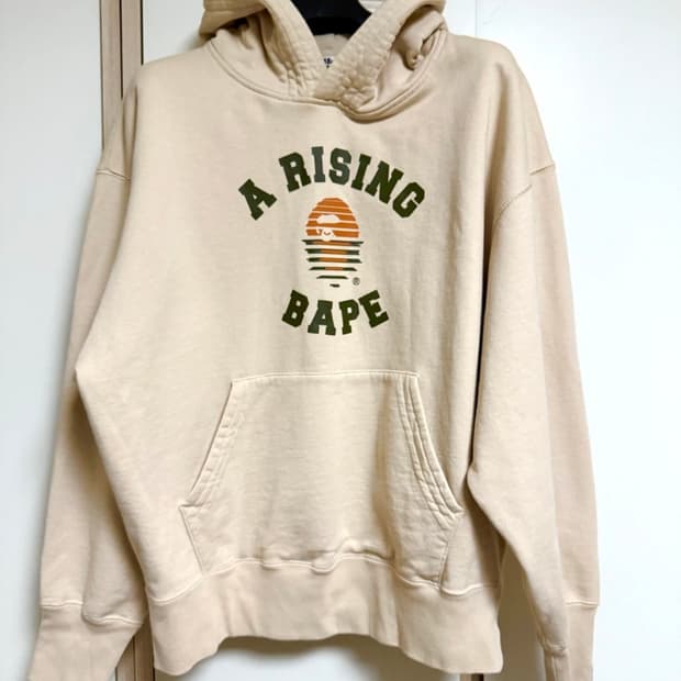 A BATHING APE 베이프 베이지 후드티 M 새상품 + 쇼핑백