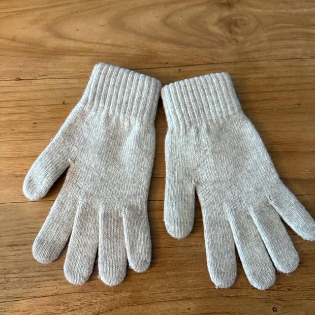 베이지 니트 여성용 장갑