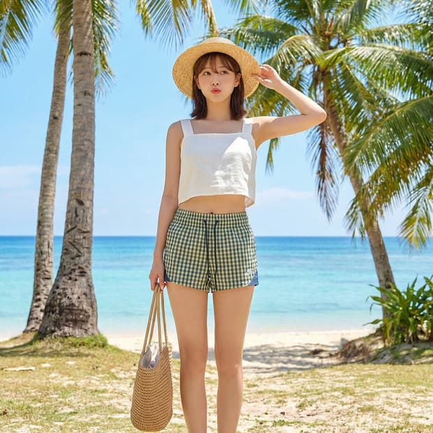 나이키 우븐 깅엄 체크 숏팬츠