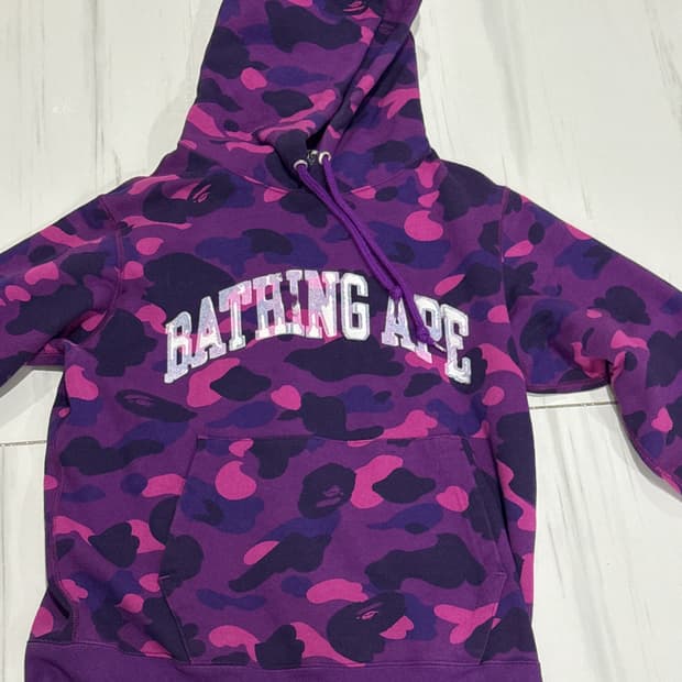 베이프 카모 퍼플 후드티