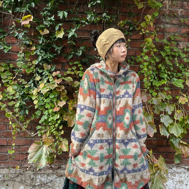 티티카카 히피패턴 롱 후리스