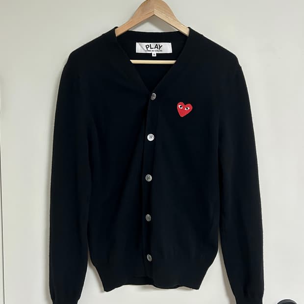 꼼데가르송 play 플레이 v넥 블랙 가디건 여성 S