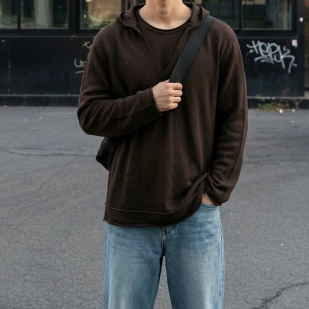 48/ 우영미 00AW 아카이브 레이어드 캐시미어 후드 니트