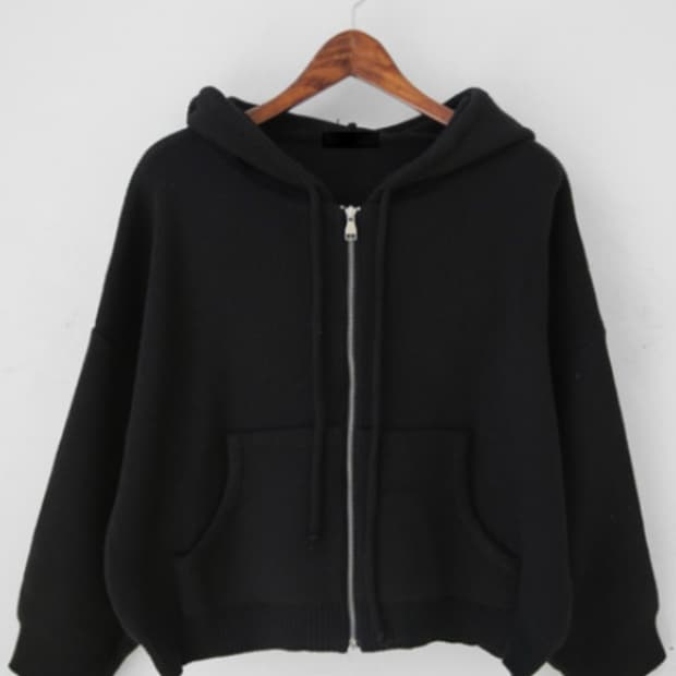 어리틀빗 tom hood knit zip up_블랙