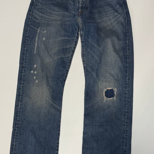 희귀!! 리바이스 00s 빈티지 패치워크 버튼 데님팬츠 29.1인치