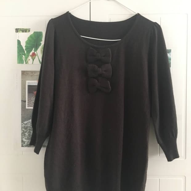 일본빈티지 리본 다크브라운 니트 꼼데 코스 미니멀