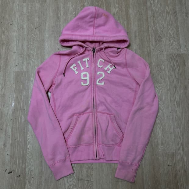 아베크롬비 여성 빅로고 핑크 후드집업 L 