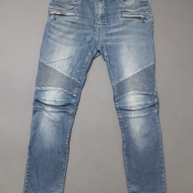 [34] 발망 중청 워싱 바이커진 청바지