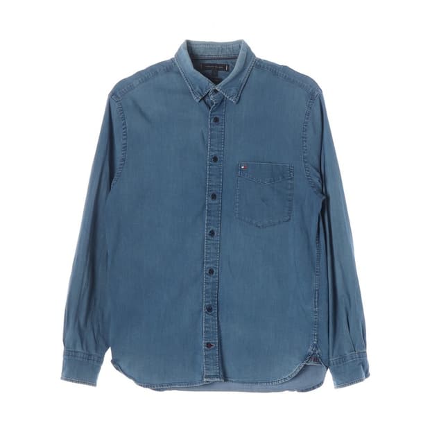 타미힐피거 플래그 로고 인디고 데님 셔츠 S