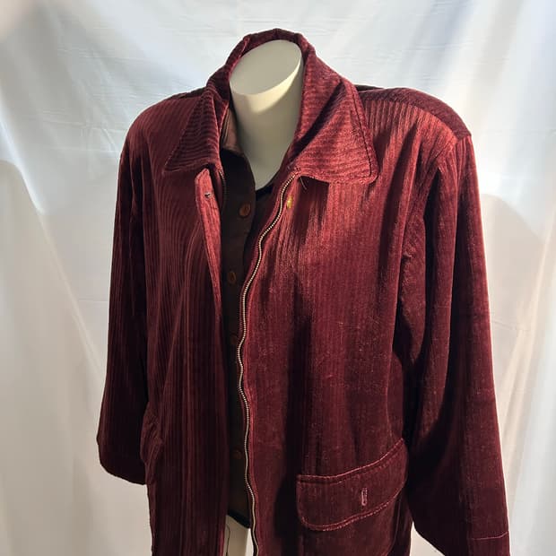 red velvet corduroy gold button coat