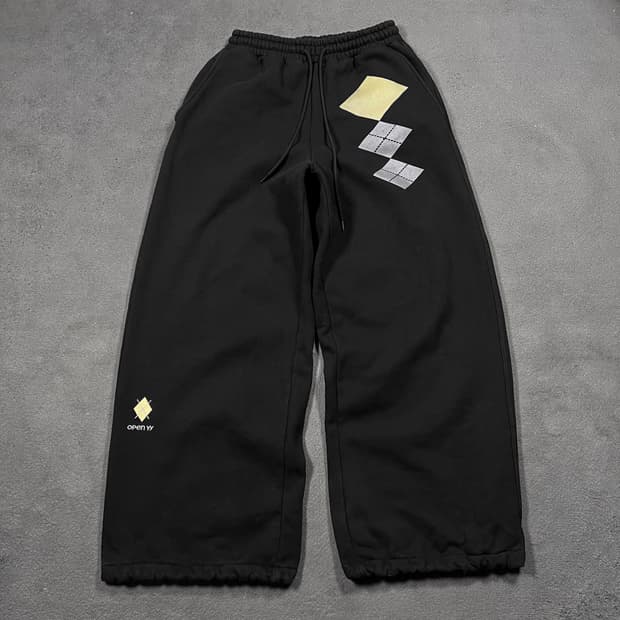 OPEN Yy 오픈와이와이 아가일 와이드 스웻 팬츠