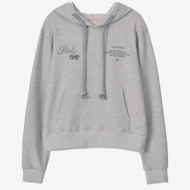 새상품) 비터셀즈 후드/ 체리 포엠 슬림 핏 후디-그레이