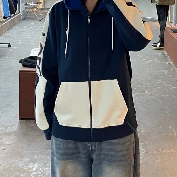 폴로 랄프로렌 네이비 블루 배색 후드집업 H1603