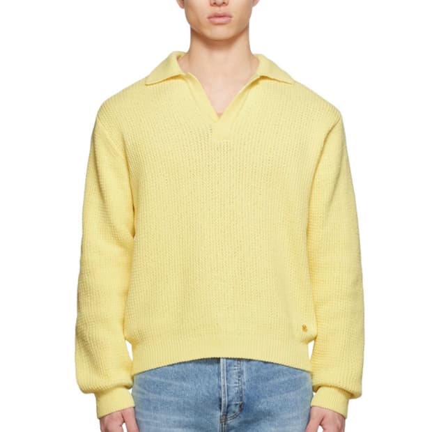 렉토 / 오픈 카라 폴로 니트 (옐로우) / L