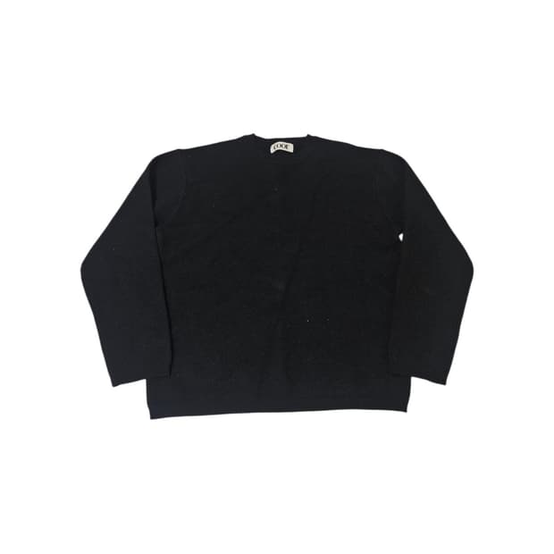 쿠어 울 크루넥 니트 블랙 XL
