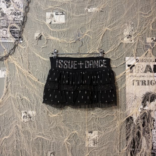 Goth cubic cross Frill mini skirt
